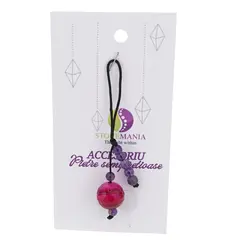 Accesoriu cu pietre semipretioase Agat roz sfera 12mm si Ametist 4mm