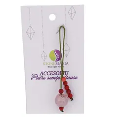 Accesoriu cu pietre semipretioase Agat roz sfera 12mm si Coral 4mm