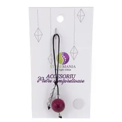 Accesoriu cu pietre semipretioase Agat roz sfera 12mm si Cristal de stanca 4mm