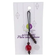 Accesoriu cu pietre semipretioase Agat roz sfera 12mm si Granat 4mm