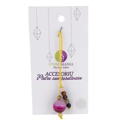 Accesoriu cu pietre semipretioase Agat roz sfera 12mm si mix cristale 4mm