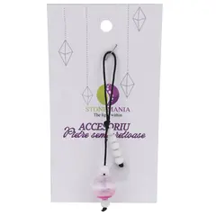 Accesoriu cu pietre semipretioase Agat roz sfera 12mm si Onix alb 4mm