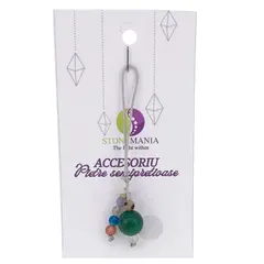Accesoriu cu pietre semipretioase Agat verde sfera 10mm si mix cristale 4mm