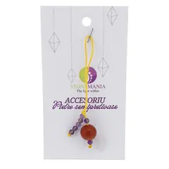Accesoriu cu pietre semipretioase Coral rosu pasta sfera 10mm si Ametist 4mm