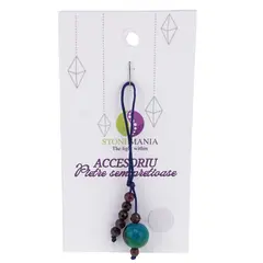 Accesoriu cu pietre semipretioase Crisocola sfera 10mm si Granat 4mm