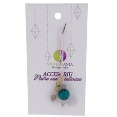 Accesoriu cu pietre semipretioase Crisocola sfera 10mm si Labradorit 4mm