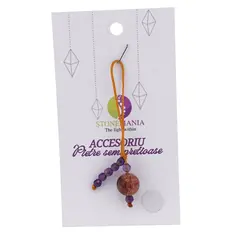 Accesoriu cu pietre semipretioase Cuart tangerin sfera 10mm si Ametist 4mm