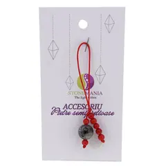 Accesoriu cu pietre semipretioase Cuart turmalinat sfera 10mm si Coral rosu 4mm