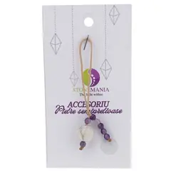 Accesoriu cu pietre semipretioase Howlit sfera 10mm si Ametist 4mm