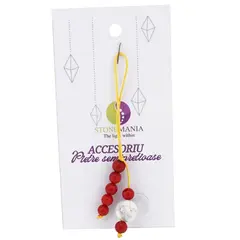 Accesoriu cu pietre semipretioase Howlit sfera 10mm si Coral 5-6mm