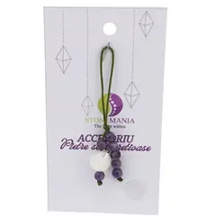 Accesoriu cu pietre semipretioase Sidef alb sfera 10mm si Ametist 5mm