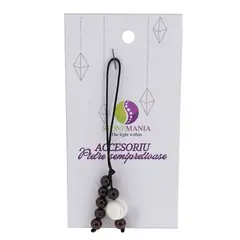 Accesoriu cu pietre semipretioase Sidef alb sfera 10mm si Granat 5-6mm