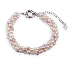 Bratara handmade cu Perle de cultura albe si roz, 5-6mm