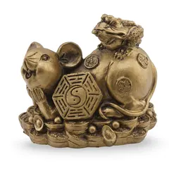 Statueta Feng Shui Sobolan cu boasca raioasa si Bagua din rasina, 9,5cm
