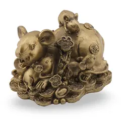 Statueta Feng Shui Sobolan cu pui si Ru yi din rasina, 10cm