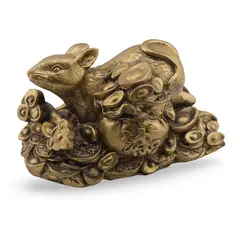 Statueta Feng Shui Sobolan cu sac de bani si Ru yi din rasina, 12cm