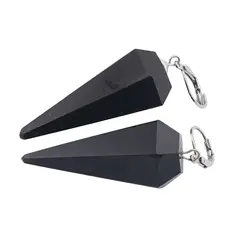 Cercei cu agatatoare Obsidian negru forma pendul