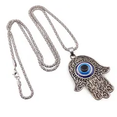Colier Feng Shui cu pandantiv Hamsa gravata cu Ochi protector, 6,5cm