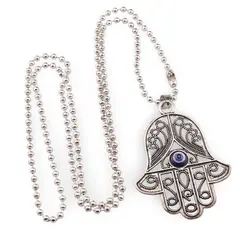 Colier Feng Shui cu pandantiv Hamsa si ochi protector, 6cm