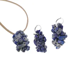 Set pandantiv si cercei cu agatatoare ciorchine Lapis lazuli
