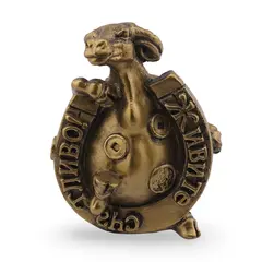 Statueta Feng Shui Bivol cu potcoava in jos din rasina, 7cm
