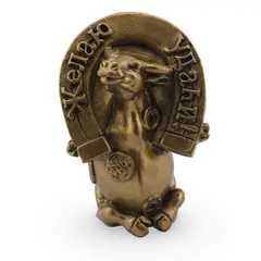 Statueta Feng Shui Bivol cu potcoava pe gat din rasina, 7,5cm