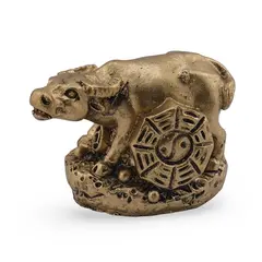 Statueta Feng Shui Bivol mediu cu bagua in lateral din rasina, 4cm