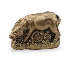 Statueta Feng Shui Bivol mediu cu monede din rasina, 4cm