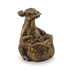 Statueta Feng Shui Bivol mediu cu sac de bani din rasina, 4,5cm