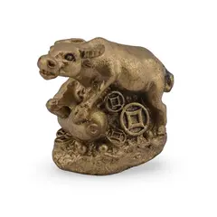 Statueta Feng Shui Bivol mediu cu Wu lou din rasina, 4cm