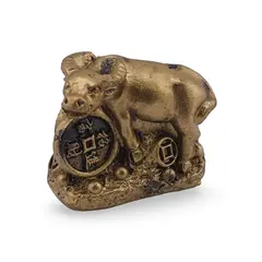 Statueta Feng Shui Bivol mic cu moneda din rasina, 3cm