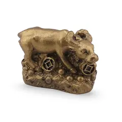 Statueta Feng Shui Bivol mic in picioare cu monede din rasina, 3cm