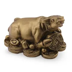 Statueta Feng Shui Bivol si Bagua din rasina, 7cm