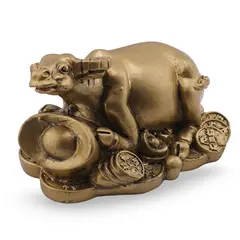 Statueta Feng Shui Bivol si pepita din rasina, 7cm
