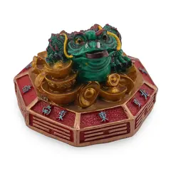 Statueta Feng Shui Broasca raioasa cu pepite pe baza hexagonala, 7cm