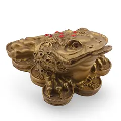 Statueta Feng Shui Broasca raioasa cu trei picioare din alama, 12,5cm