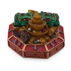 Statueta Feng Shui Broaste raioase cu pepite si monede pe baza hexagonala, 7cm