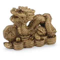 Statueta Feng Shui Dragon cu broasca raioasa si Bagua, 9,5cm