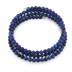 Bratara tripla ajustabila cu pietre semipretioase, Lapis lazuli sfere 4mm