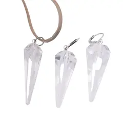 Set pandantiv si cercei cu agatatoare Cristal de stanca forma pendul