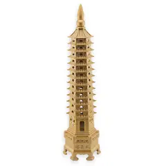 Statueta pagoda cu 13 nivele din metal auriu, 30cm