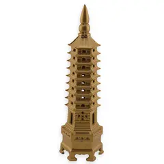 Statueta pagoda cu 9 nivele din metal auriu, 18cm