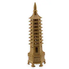 Statueta pagoda cu 9 nivele din metal auriu, 20cm