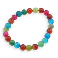 Bratara Agat colorat 8mm, pe elastic, 19cm