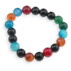 Bratara din Agat colorat si Onix 10mm, pe elastic, 19cm