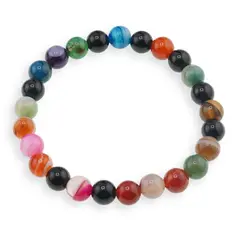 Bratara din Agate colorate si Onix 8mm, pe elastic, 19cm