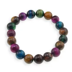Bratara din Ochi de tigru colorat 10mm, pe elastic, 19cm