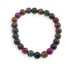 Bratara din Ochi de tigru colorat 8mm, pe elastic, 19cm