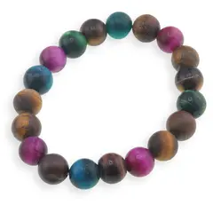 Bratara din Ochi de tigru colorat mat 10mm, pe elastic, 19cm