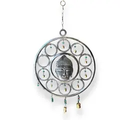 Clopotel de vant din metal cu capul lui Buddha
